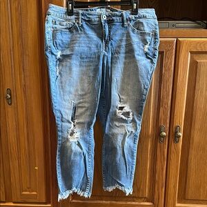 Torrid Blue Distressed Ankle Jeans